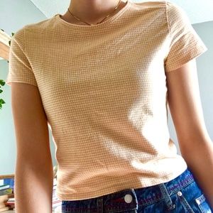 American Eagle Cropped Tee Yellow Checkered